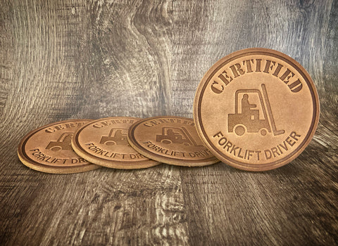 "CERTIFIED FORLIFT DRIVER" - Leather Coaster Set (Set of 4)