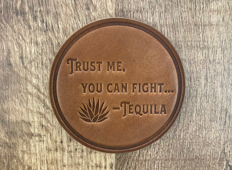 "TEQUILIA LIES" - Leather Coaster Set (Set of 4)