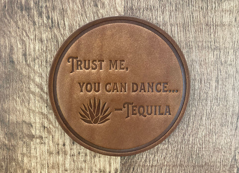 "TEQUILIA LIES" - Leather Coaster Set (Set of 4)